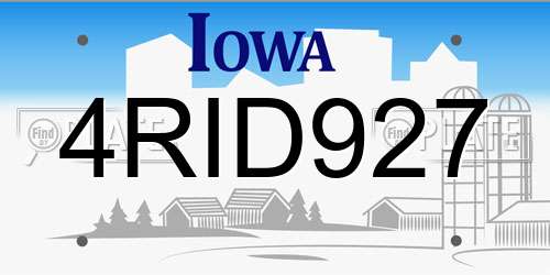 4RID927 Iowa License Plate