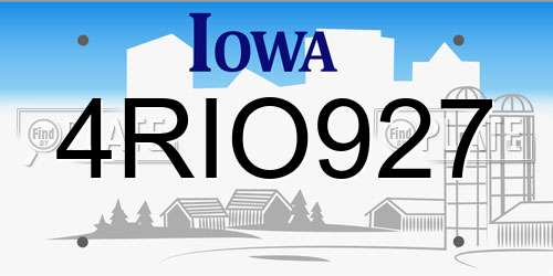 4RIO927 Iowa License Plate