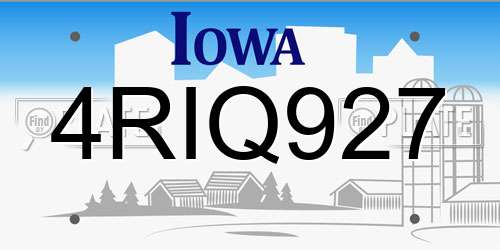 4RIQ927 Iowa License Plate