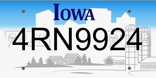 4RN9924 Iowa License Plate