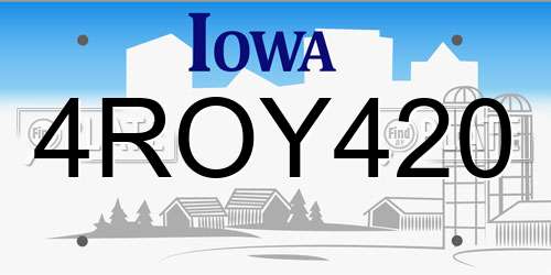 4ROY420 Iowa License Plate