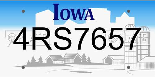 4RS7657 Iowa License Plate