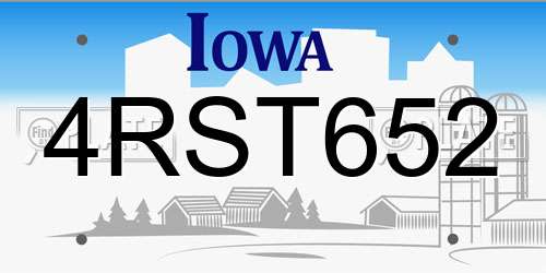 4RST652 Iowa License Plate
