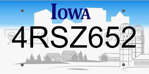 4RSZ652 Iowa License Plate