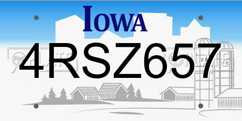 4RSZ657 Iowa License Plate
