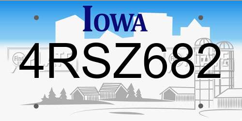 4RSZ682 Iowa License Plate