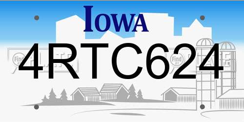 4RTC624 Iowa License Plate