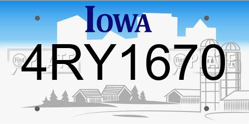 4RY1670 Iowa License Plate