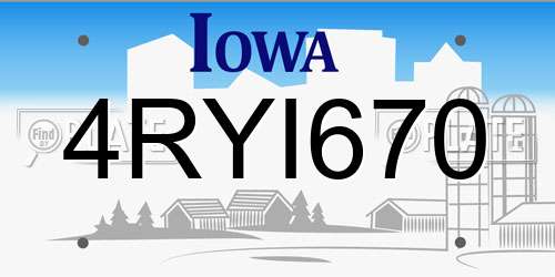 4RYI670 Iowa License Plate