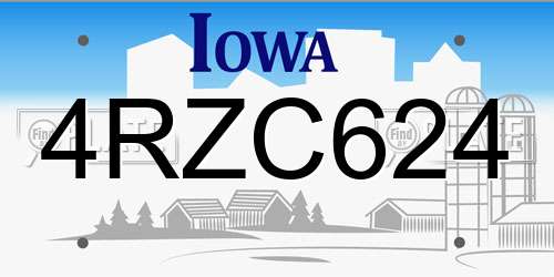 4RZC624 Iowa License Plate