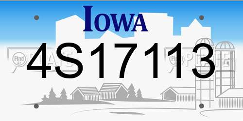 4S17113 Iowa License Plate