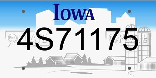 4S71175 Iowa License Plate