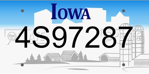 4S97287 Iowa License Plate