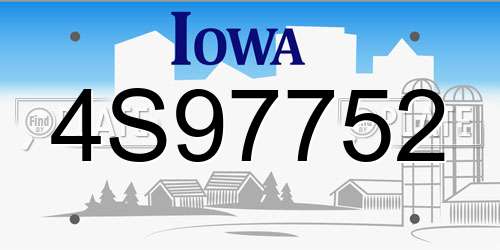4S97752 Iowa License Plate