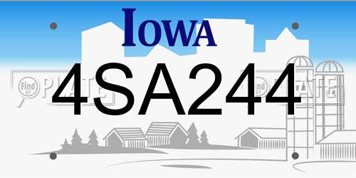 4SA244 Iowa License Plate