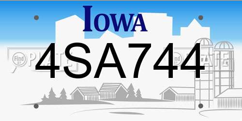 4SA744 Iowa License Plate