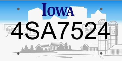 4SA7524 Iowa License Plate