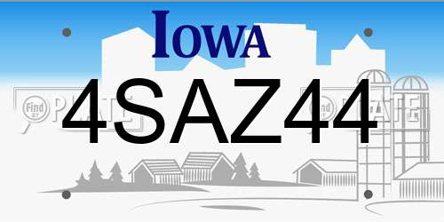 4SAZ44 Iowa License Plate