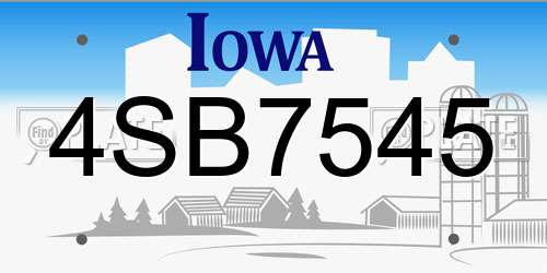 4SB7545 Iowa License Plate