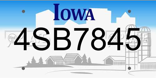 4SB7845 Iowa License Plate