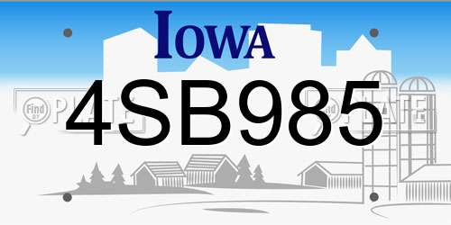 4SB985 Iowa License Plate