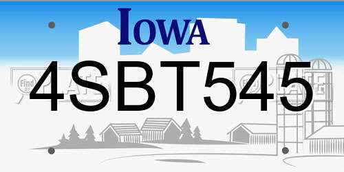 4SBT545 Iowa License Plate