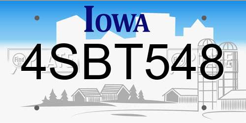 4SBT548 Iowa License Plate