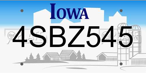 4SBZ545 Iowa License Plate