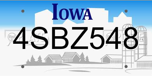 4SBZ548 Iowa License Plate