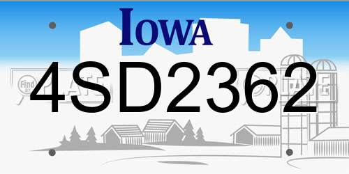 4SD2362 Iowa License Plate