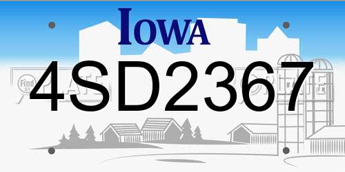 4SD2367 Iowa License Plate