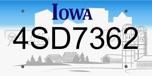 4SD7362 Iowa License Plate