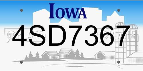 4SD7367 Iowa License Plate