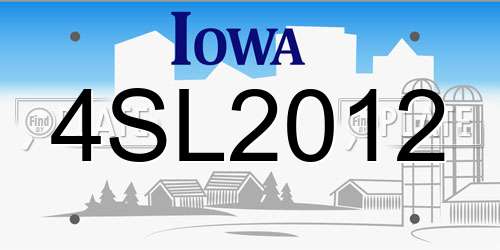 4SL2012 Iowa License Plate