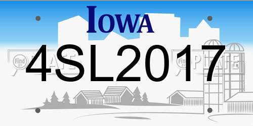 4SL2017 Iowa License Plate