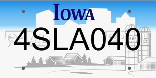 4SLA040 Iowa License Plate