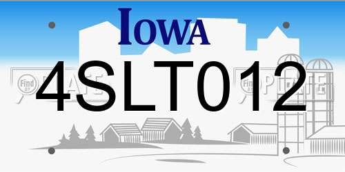 4SLT012 Iowa License Plate