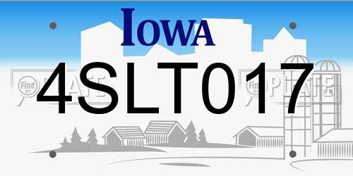 4SLT017 Iowa License Plate
