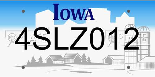 4SLZ012 Iowa License Plate