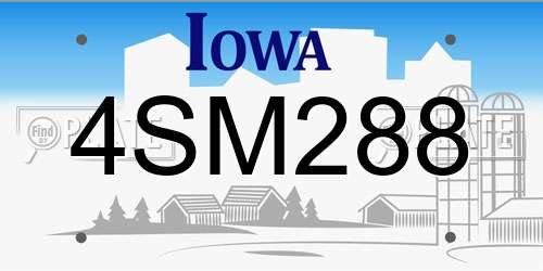 4SM288 Iowa License Plate