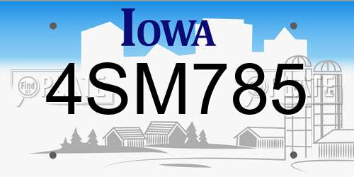 4SM785 Iowa License Plate