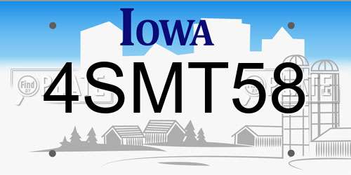 4SMT58 Iowa License Plate