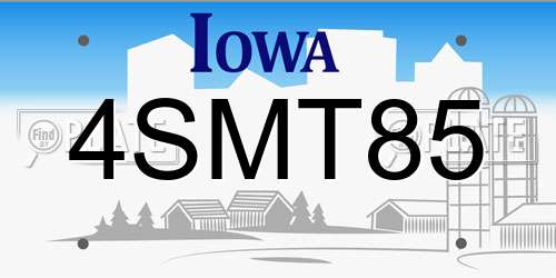 4SMT85 Iowa License Plate