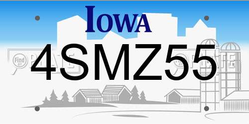 4SMZ55 Iowa License Plate