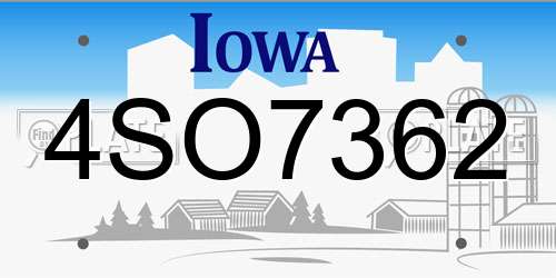 4SO7362 Iowa License Plate