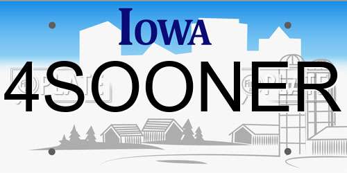 4SOONER Iowa License Plate