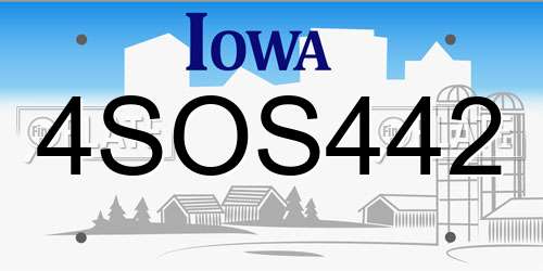 4SOS442 Iowa License Plate