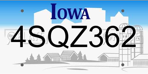 4SQZ362 Iowa License Plate