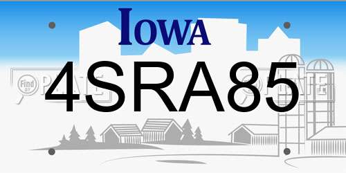 4SRA85 Iowa License Plate
