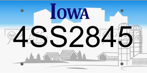 4SS2845 Iowa License Plate